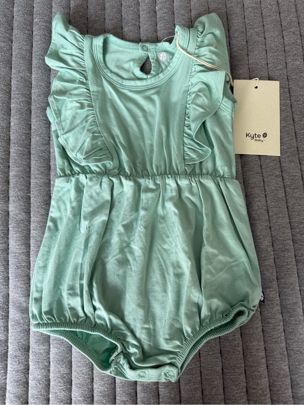 Kyte BABY Mint Ruffle Shoulder Romper